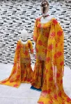 MODERN GEORGETTE DIGITAL PRINT WORK WITH EMBROIDERY SEQUENCE WORK MOTHER DAUGHTER SET FESTIVE WEAR WHOLESALE PRICE ETHNIC GARMENT (2)