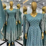 MODERN GEORGETTE EMBROIDERY SEQUENCE WORK GOWN BOTTOM WITH DUPATTA FESTIVE WEAR WHOLESALE PRICE ETHNIC GARMENT (2)