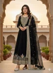 MODERN GEORGETTE EMBROIDERY SEQUENCE WORK GOWN WITH DUPATTA BLACK