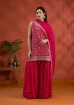 MODERN GEORGETTE EMBROIDERY SEQUENCE WORK TOP SHARARA WITH DUPATTA PINK