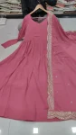 MODERN GEORGETTE PLAIN GOWN WITH EMBROIDERY SEQUENCE WORK DUPATTA FESTIVE WEAR WHOLESALE PRICE ETHNIC GARMENT (3)