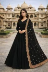 MODERN GEORGETTE PLAIN GOWN WITH EMBROIDERY SEQUENCE WORK DUPATTA BLACK