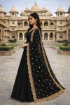 MODERN GEORGETTE PLAIN GOWN WITH EMBROIDERY SEQUENCE WORK DUPATTA FESTIVE WEAR WHOLESALE PRICE ETHNIC GARMENT (2)