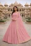 MODERN GEORGETTE PLAIN GOWN WITH EMBROIDERY SEQUENCE WORK DUPATTA BABY PINK