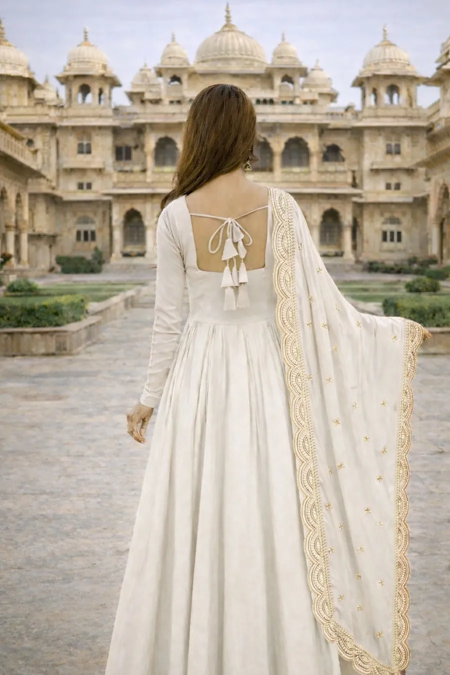 MODERN GEORGETTE PLAIN GOWN WITH EMBROIDERY SEQUENCE WORK DUPATTA FESTIVE WEAR WHOLESALE PRICE ETHNIC GARMENT (3)