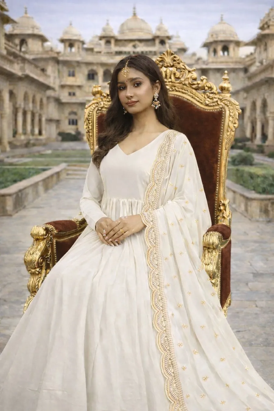 MODERN GEORGETTE PLAIN GOWN WITH EMBROIDERY SEQUENCE WORK DUPATTA FESTIVE WEAR WHOLESALE PRICE ETHNIC GARMENT (4)