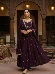 MODERN GEORGETTE RAMBO SEQUENCE EMBROIDERY WORK GOWN BOTTOM WITH DUPATTA FESTIVE WEAR WHOLESALE PRICE ETHNIC GARMENT (4)