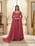 MODERN GEORGETTE RAMBO SEQUENCE EMBROIDERY WORK GOWN BOTTOM WITH DUPATTA PINK