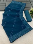MODERN GEORGETTE SILK SEQUENCE WORK ALL OVER WITH PIPING BORDER WORK SAREE WITH UNSTITCHED BLOUSE FESTIVE WEAR WHOLESALE PRICE ETHNIC GARMENT (5)