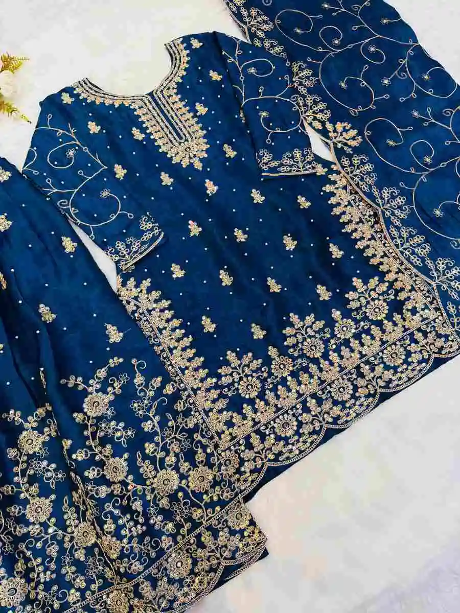 MODERN GMY SILK EMBROIDERY SEQUENCE WORK TOP PALAZZO WITH DUPATTA FESTIVE WEAR WHOLESALE PRICE ETHNIC GARMENT (10)