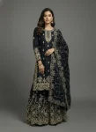 MODERN GMY SILK EMBROIDERY 3 MM SEQUENCE & CODING DORI WORK TOP PALAZZO WITH DUPATTA BLACK