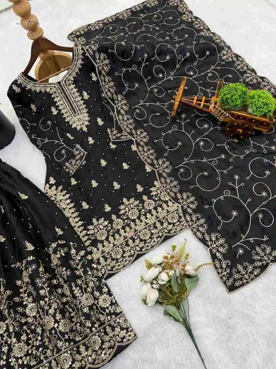 MODERN GMY SILK EMBROIDERY SEQUENCE WORK TOP PALAZZO WITH DUPATTA FESTIVE WEAR WHOLESALE PRICE ETHNIC GARMENT (28)