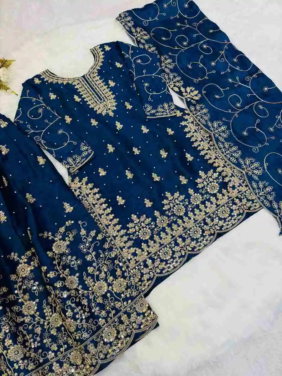 MODERN GMY SILK EMBROIDERY SEQUENCE WORK TOP PALAZZO WITH DUPATTA FESTIVE WEAR WHOLESALE PRICE ETHNIC GARMENT (8)