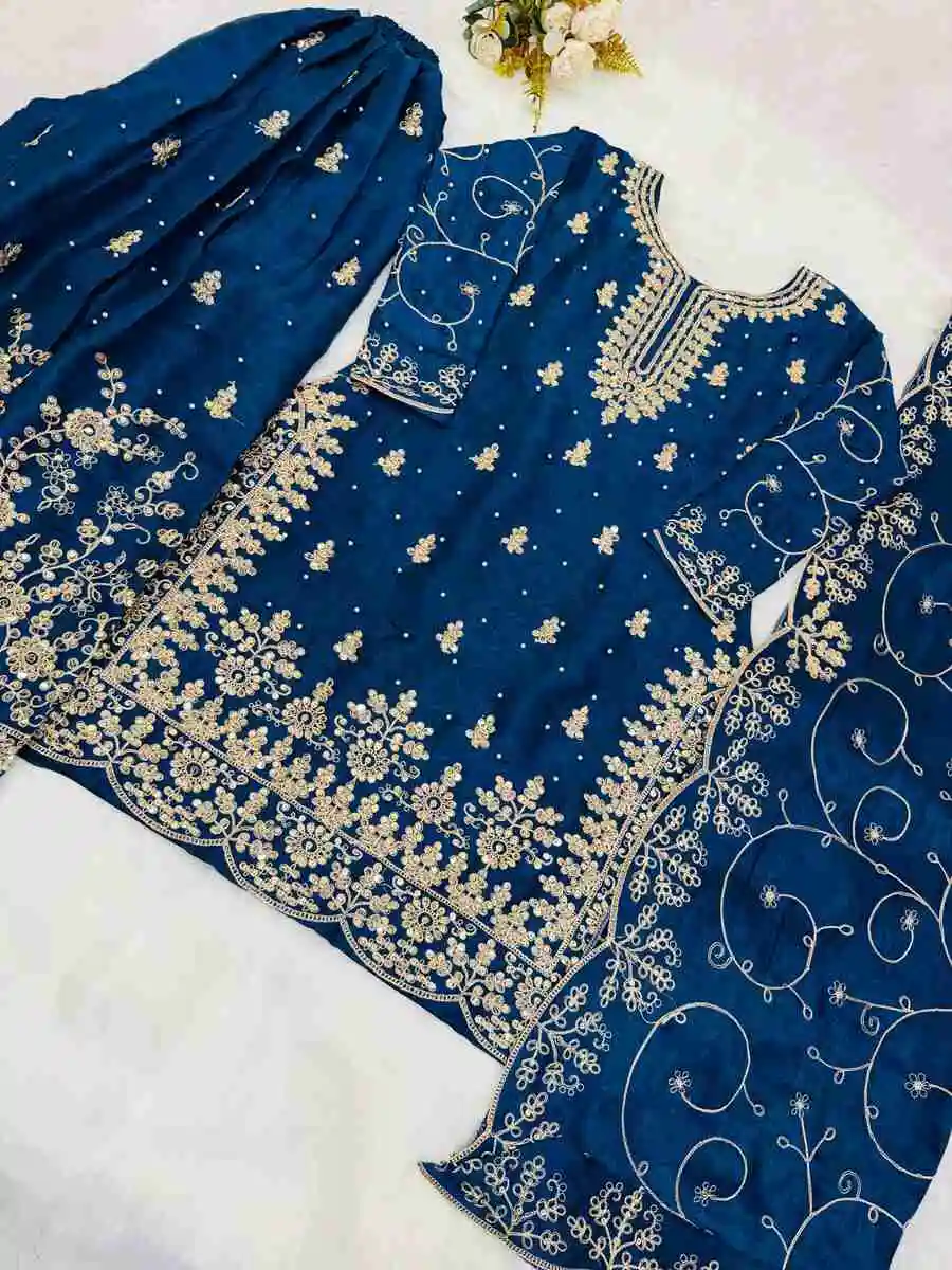 MODERN GMY SILK EMBROIDERY SEQUENCE WORK TOP PALAZZO WITH DUPATTA FESTIVE WEAR WHOLESALE PRICE ETHNIC GARMENT (9)