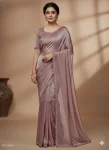 MODERN GMY SILK HANDWORK COLORFUL LACE BORDER WORK SAREE WITH UNSTITCHED BLOUSE LAVENDER