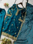 MODERN GMY SILK SEQUENCE EMBROIDERY WITH BEADS WORK TOP PALAZZO WITH DUPATTA FESTIVE WEAR WHOLESALE PRICE ETHNIC GARMENT (4)