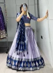MODERN KANCHIPURAM SILK ZARI WEAVING WITH CONTRAST BORDER AND SILVER-GOLDEN ZARI WORK LEHENGA CHOLI WITH DUPATTA FESTIVE WEAR WHOLESALE PRICE ETHNIC GARMENT (15).webp