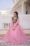 MODERN MUL CHANDERI PLAIN GOWN WITH BEADS & SEQUENCE EMBROIDERY WORK KOTI FESTIVE WEAR WHOLESALE PRICE ETHNIC GARMENT (2)
