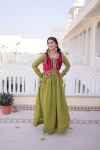 MODERN MUL CHANDERI PLAIN GOWN WITH BEADS & SEQUENCE EMBROIDERY WORK KOTI FESTIVE WEAR WHOLESALE PRICE ETHNIC GARMENT (14)