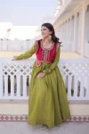 MODERN MUL CHANDERI PLAIN GOWN WITH BEADS & SEQUENCE EMBROIDERY WORK KOTI FESTIVE WEAR WHOLESALE PRICE ETHNIC GARMENT (14)