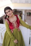 MODERN MUL CHANDERI PLAIN GOWN WITH BEADS & SEQUENCE EMBROIDERY WORK KOTI FESTIVE WEAR WHOLESALE PRICE ETHNIC GARMENT (14)
