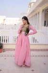 MODERN MUL CHANDERI PLAIN GOWN WITH BEADS & SEQUENCE EMBROIDERY WORK KOTI FESTIVE WEAR WHOLESALE PRICE ETHNIC GARMENT (2)