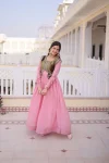 MODERN MUL CHANDERI PLAIN GOWN WITH BEADS & SEQUENCE EMBROIDERY WORK KOTI FESTIVE WEAR WHOLESALE PRICE ETHNIC GARMENT (2)