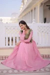 MODERN MUL CHANDERI PLAIN GOWN WITH BEADS & SEQUENCE EMBROIDERY WORK KOTI FESTIVE WEAR WHOLESALE PRICE ETHNIC GARMENT (2)