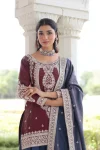 MODERN NC SILK SEQUENCE AND CODING EMBROIDERY WORK TOP PALAZZO WITH DUPATTA WEDDING WEAR WHOLESALE PRICE ETHNIC GARMENT (2)