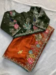 MODERN RANGOLI SILK EMBROIDERY WORK SAREE WITH UNSTITCHED BLOUSE WEDDING WEAR WHOLESALE PRICE ETHNIC GARMENT (4)
