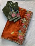 MODERN RANGOLI SILK EMBROIDERY WORK SAREE WITH UNSTITCHED BLOUSE WEDDING WEAR WHOLESALE PRICE ETHNIC GARMENT (4)