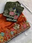 MODERN RANGOLI SILK EMBROIDERY WORK SAREE WITH UNSTITCHED BLOUSE WEDDING WEAR WHOLESALE PRICE ETHNIC GARMENT (4)
