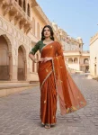 MODERN RANGOLI SILK EMBROIDERY WORK SAREE WITH UNSTITCHED BLOUSE ORANGE