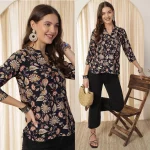 MODERN RAYON SLUB DIGITAL PRINT WORK ONLY TOP BLACK