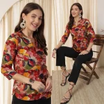 MODERN RAYON SLUB DIGITAL PRINT WORK ONLY TOP MULTI