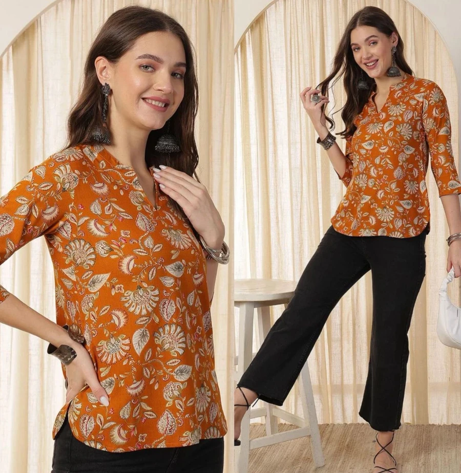 MODERN RAYON SLUB DIGITAL PRINT WORK ONLY TOP DAILY WEAR WHOLESALE PRICE ETHNIC GARMENT (8)