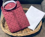 MODERN RAYON THREAD SEQUENCE WORK MEN'S KURTA PAYJAMA PINK