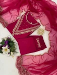 MODERN ROMAN EMBROIDERY WORK TOP BOTTOM WITH DUPATTA FESTIVE WEAR WHOLESALE PRICE ETHNIC GARMENT (5)