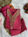 MODERN ROMAN SILK EMBROIDERY WITH SEQUENCE WORK TOP BOTTOM WITH DUPATTA FESTIVE WEAR WHOLESALE PRICE ETHNIC GARMENT (2)