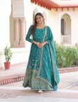 MODERN SILVER CRUNCHY SEQUENCE EMBROIDERY WORK GOWN WITH DUPATTA RAMA