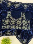 MODERN VELVET EMBROIDERY BORDER WORK SAREE WITH UNSTITCHED BLOUSE PARTY WEAR WHOLESALE PRICE ETHNIC GARMENT (7)