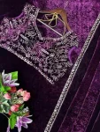 MODERN VELVET EMBROIDERY SEQUENCE WORK SAREE WITH STITCHED BLOUSE WEDDING WEAR WHOLESALE PRICE ETHNIC GARMENT (11)