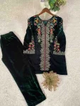 MODERN VELVET EMBROIDERY WORK CO-ORD SET FESTIVE WEAR WHOLESALE PRICE ETHNIC GARMENT (2)