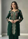 MODERN VELVET EMBROIDERY WORK CO-ORD SET FESTIVE WEAR WHOLESALE PRICE ETHNIC GARMENT (2)