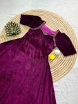 MODERN VELVET HAND WORK GOWN DAILY WEAR WHOLESALE PRICE ETHNIC GARMENT (10)