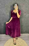 MODERN VELVET HAND WORK GOWN PURPLE