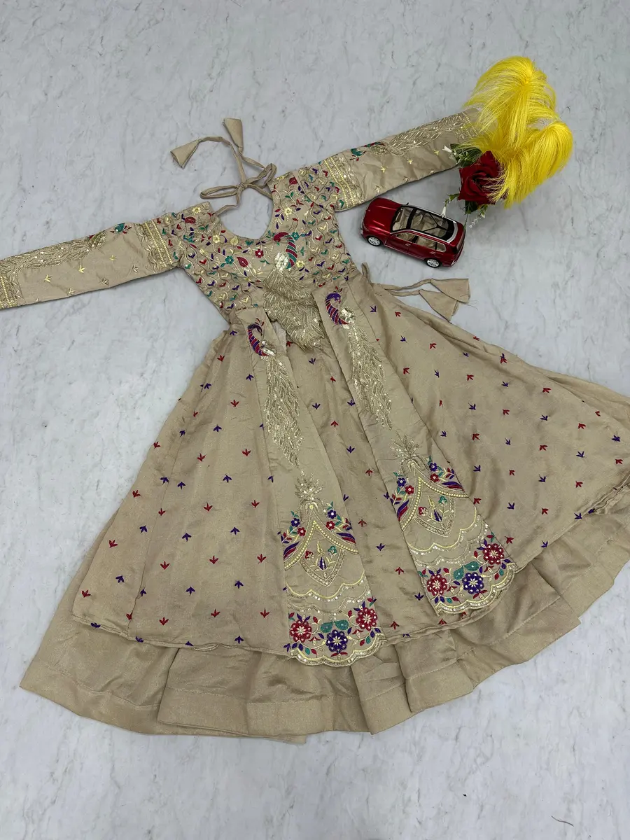 MODERN VICHITRA THREAD AND SEQUENCE WORK KID'S TOP LEHENGA WEDDING WEAR WHOLESALE PRICE ETHNIC GARMENT(28)