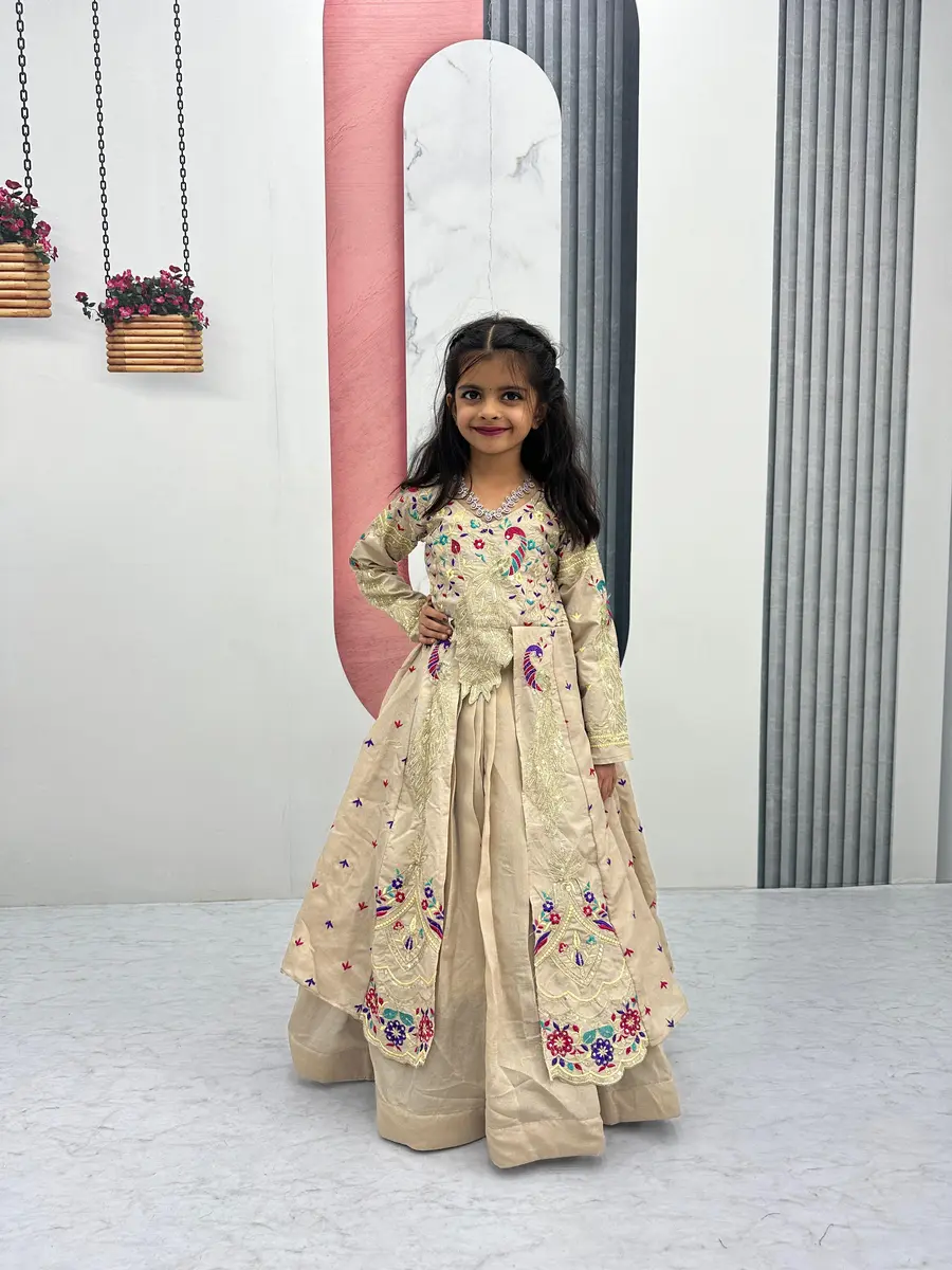 MODERN VICHITRA THREAD AND SEQUENCE WORK KID'S TOP LEHENGA WEDDING WEAR WHOLESALE PRICE ETHNIC GARMENT(46)