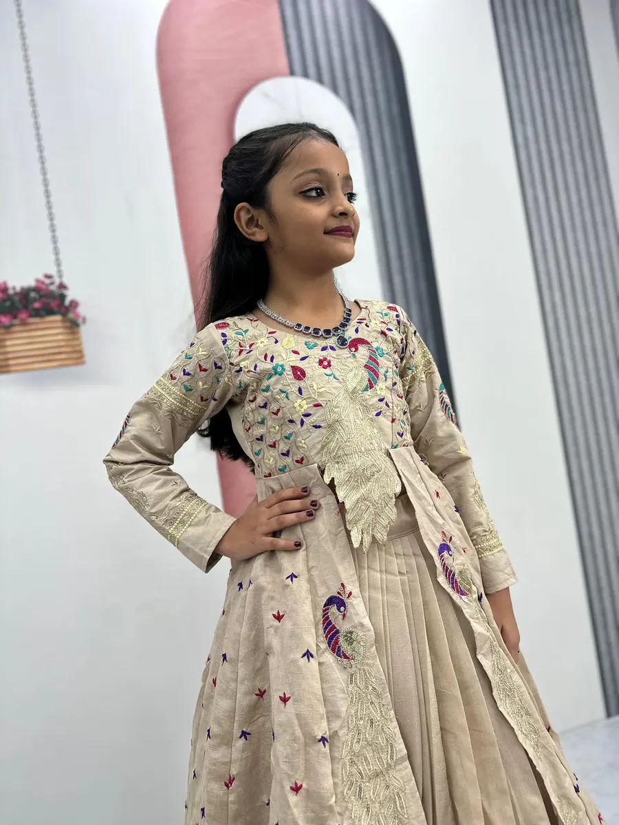 MODERN VICHITRA THREAD AND SEQUENCE WORK KID'S TOP LEHENGA WEDDING WEAR WHOLESALE PRICE ETHNIC GARMENT(47)