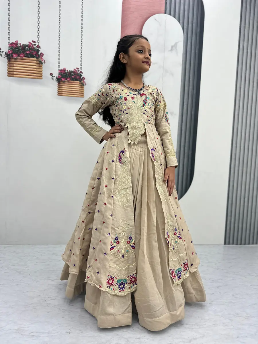 MODERN VICHITRA THREAD AND SEQUENCE WORK KID'S TOP LEHENGA WEDDING WEAR WHOLESALE PRICE ETHNIC GARMENT(48)